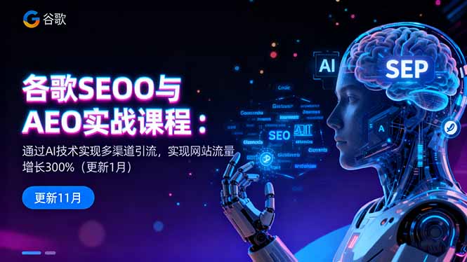 谷歌SEO与AEO实战课程：通过AI技术实现多渠道引流，实现网站流量增长300%-优创项目网