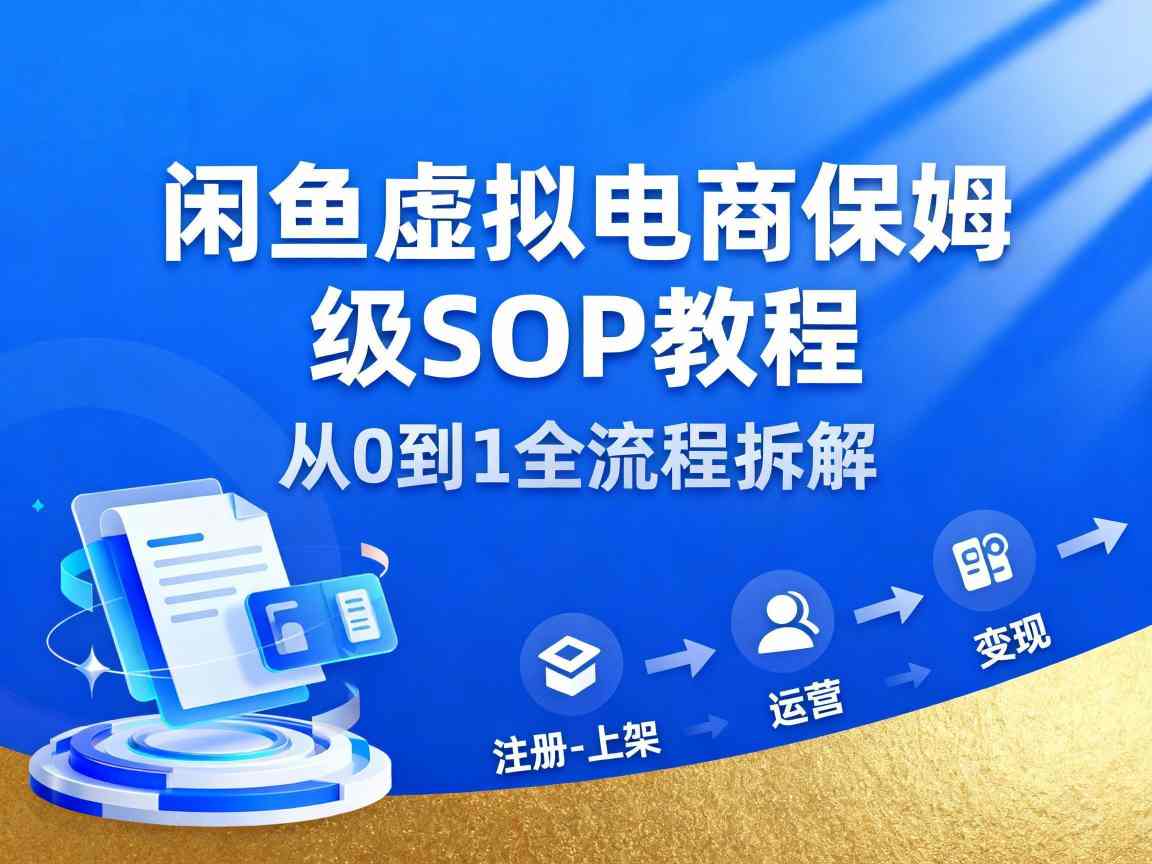 闲鱼虚拟电商，月入轻松过1W，保姆级SOP教程-优创项目网