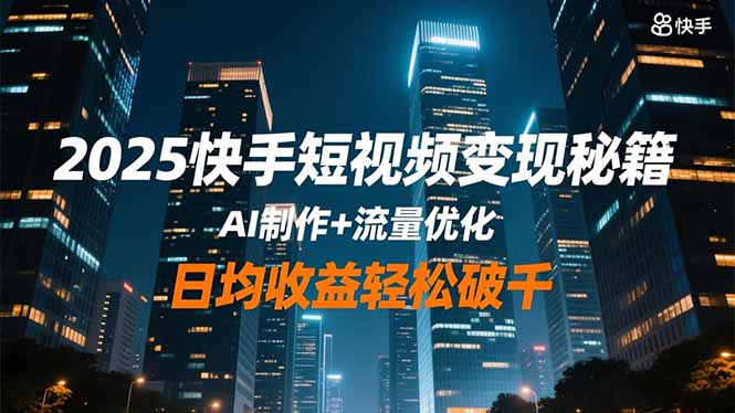 2025快手短视频变现秘籍，AI制作+流量优化，日均收益轻松破千-优创项目网