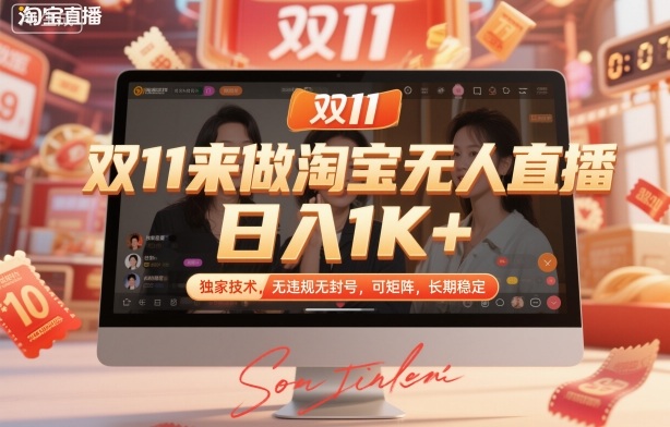双11来做淘宝无人直播，日入1K+，独家技术，无违规无封号，可矩阵，长期稳定【揭秘】-优创项目网