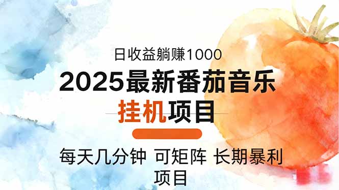 2025年最新番茄音乐人挂机项目，每天几分钟，月入1000＋，可矩阵，一台…-优创项目网