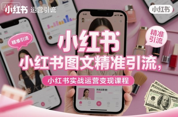 小红书图文精准引流，小红书实战运营变现课程-优创项目网
