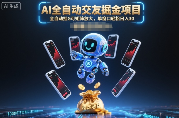 AI全自动交友掘金项目，全自动挂G可矩阵放大，单窗口轻松日入30+【揭秘】-优创项目网