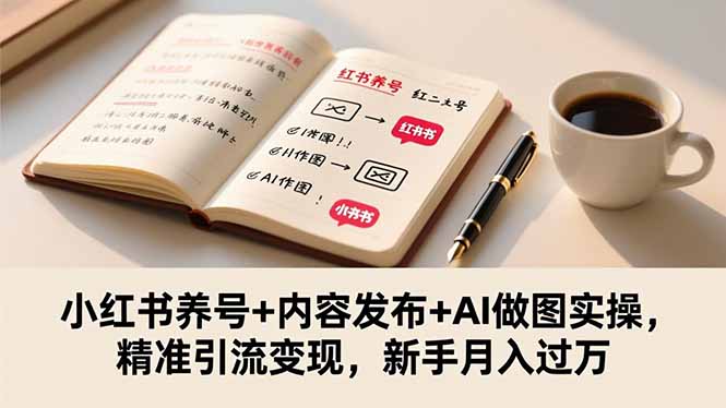 小红书养号+内容发布+AI做图实操，精准引流变现，新手月入过万-优创项目网