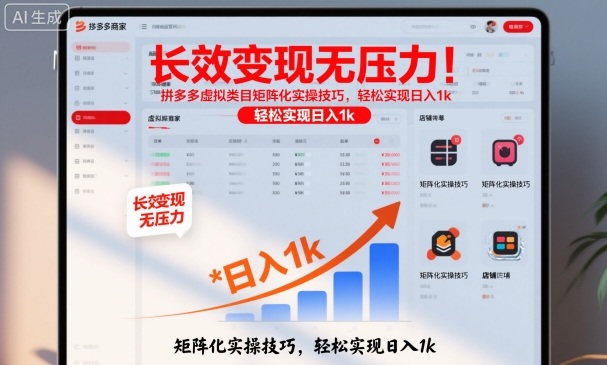 长效变现无压力！拼多多虚拟类目矩阵化实操技巧，轻松实现日入1k【揭秘】-优创项目网