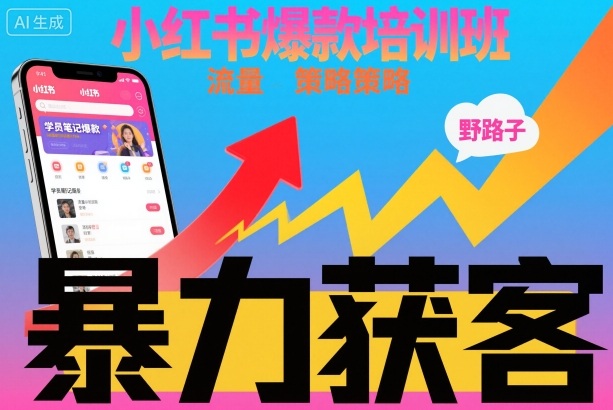 小红书爆款培训班，小红书获客野路子流量打法，暴力持续获客-优创项目网