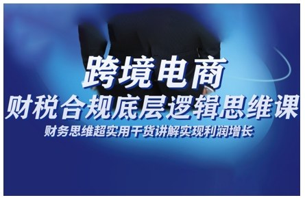跨境电商财稅合规底层逻辑思维课，财务思维超实用于货讲解实现利润增长-优创项目网
