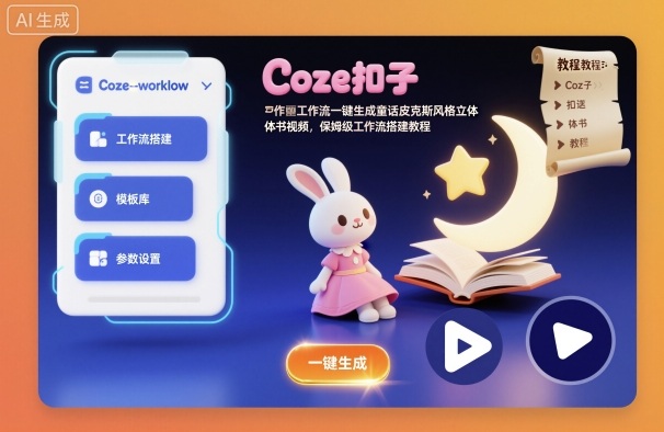 Coze扣子工作流一键生成童话皮克斯风格立体书视频，保姆级工作流搭建教程-优创项目网