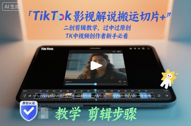 TikTok影视解说搬运切片+二创剪辑教学，过中过原创，TK中视频创作者新手必看-优创项目网