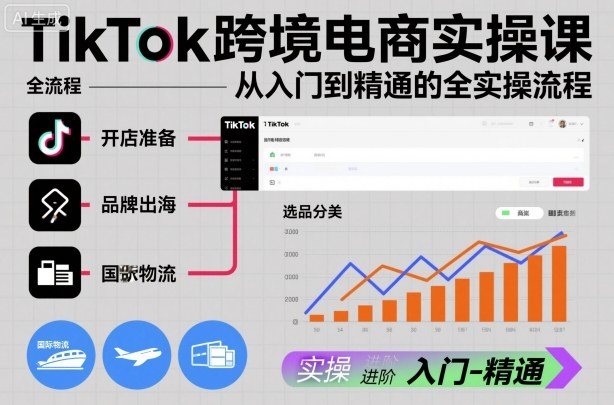 TikTok跨境电商实操课，从入门到精通的全实操流程-优创项目网