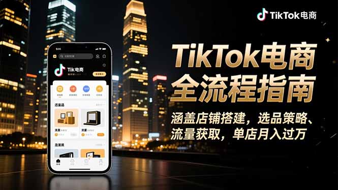 TikTok电商全流程指南，涵盖店铺搭建、选品策略、流量获取，单店月入过万-优创项目网