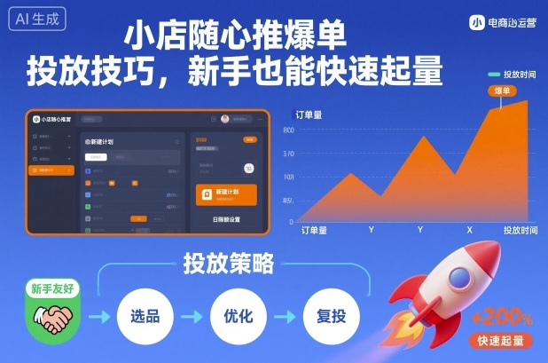 小店随心推爆单投放技巧，新手也能快速起量-优创项目网
