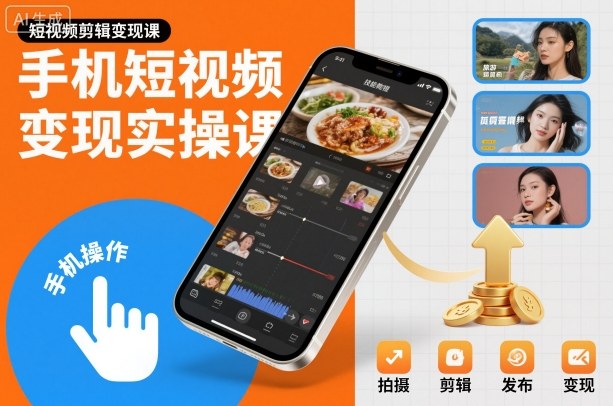 手机短视频变现实操课，短视频剪辑变现课-优创项目网