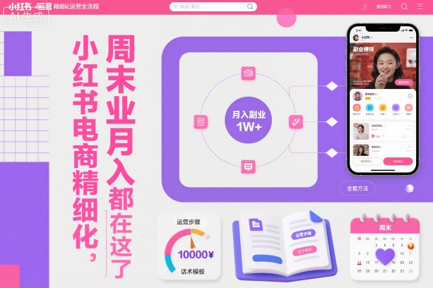 小红书电商精细化运营全流程，周末副业月入1W+，全套方法都在这了-优创项目网