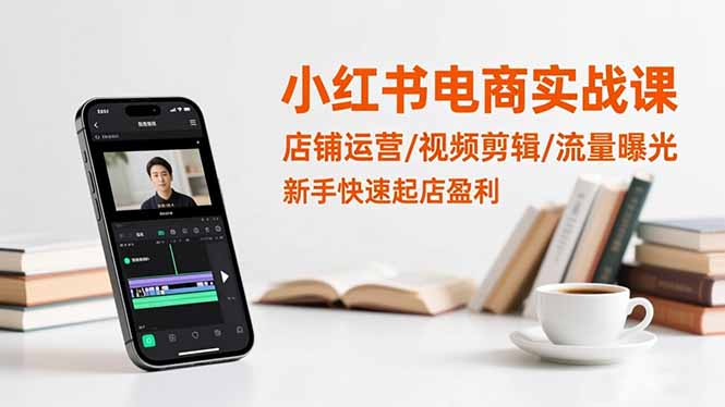 小红书电商实战课：店铺运营/视频剪辑/流量曝光，新手快速起店盈利-优创项目网