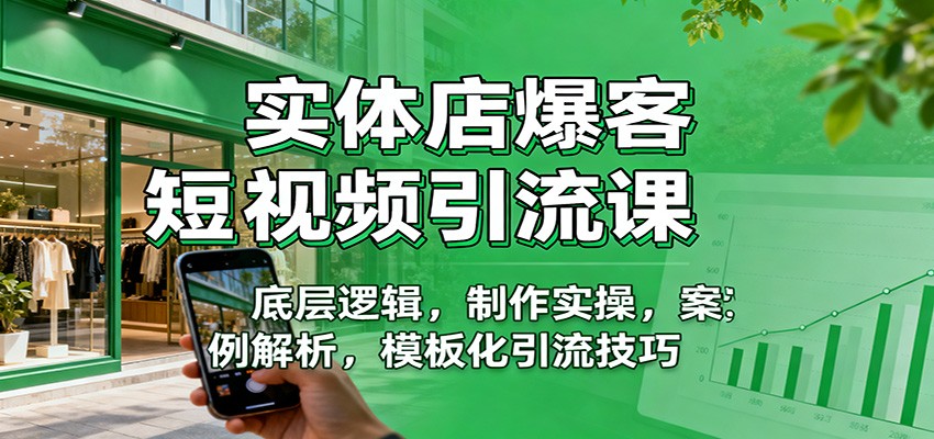实体店爆客短视频引流课：底层逻辑，制作实操，案例解析，模板化引流技巧-优创项目网