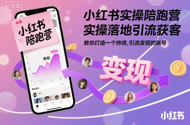 小红书实操陪跑营，实操落地引流获客，教你打造一个持续引流变现的账号-优创项目网
