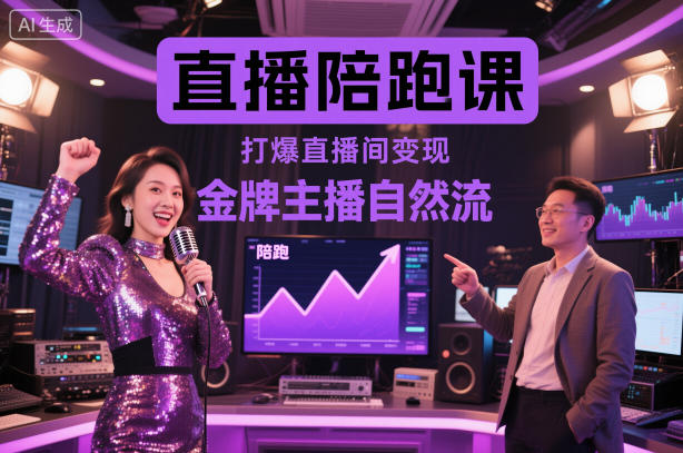 直播陪跑课，金牌主播自然流打爆直播间，复制高变现玩法-优创项目网