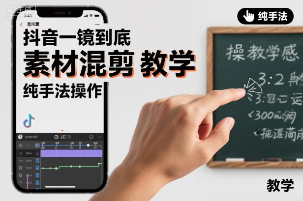 抖音一镜到底素材混剪教学，纯手法操作-优创项目网