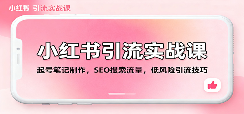 小红书引流实战课：起号笔记制作，SEO搜索流量，低风险引流技巧-优创项目网