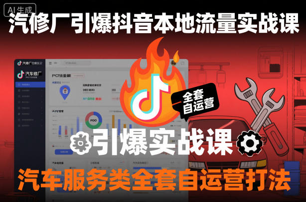 汽修厂引爆抖音本地流量实战课，汽车服务类全套自运营打法-优创项目网