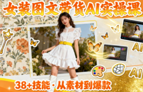 女装图文带货的AI实操课，覆盖38个实用技能，快速提升素材制作效率-优创项目网