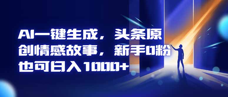 AI一键生成，头条原创情感故事，新手0粉也可日入1000+-优创项目网