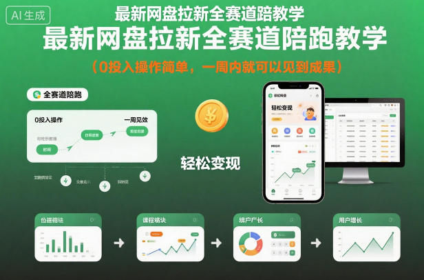 最新网盘拉新全赛道陪跑教学，0投入操作简单，一周内就可以见到成果-优创项目网