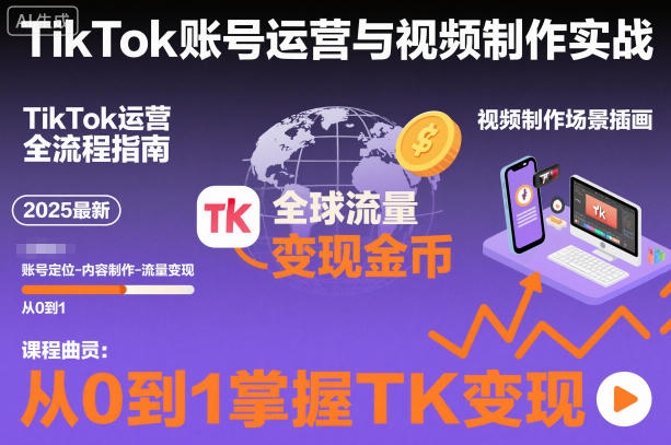 2025最新TikTok账号运营与视频制作实战全流程，从0到1掌握TK变现(含11月最新TK搬运技术)-优创项目网