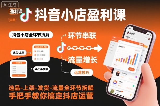 抖音小店盈利课-选品-上架-发货-流量全环节拆解，手把手教你搞定抖店运营-优创项目网