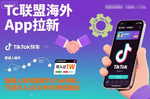 Tc联盟海外App拉新：普通人如何搭乘TikTok快车，打造月入过1W的可持续副业-优创项目网