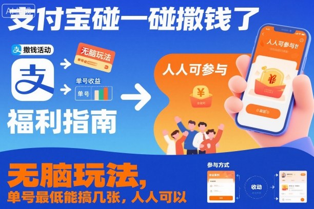 支付宝碰一碰撒钱了，无脑玩法，单号最低能搞几张，人人可以撸【揭秘】-优创项目网