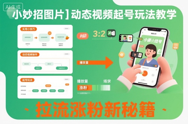 小妙招图片＋动态视频起号玩法教学，拉流涨粉新秘籍-优创项目网