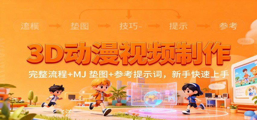 3D动漫视频制作，完整流程+MJ 垫图+参考提示词，新手快速上手-优创项目网