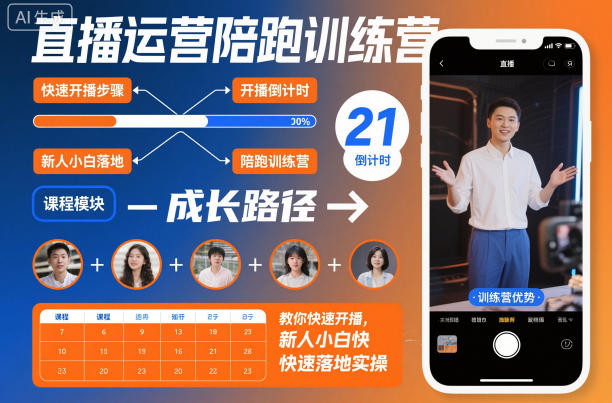 直播运营陪跑训练营，教你快速开播，新人小白快速落地实操-优创项目网