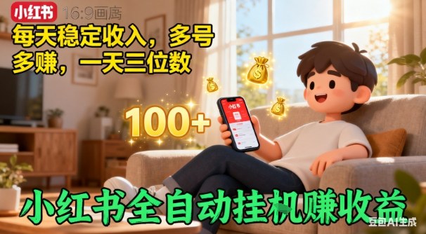 小红书自动挂G賺收益，每天稳定收入，多号多賺，一天三位数【揭秘】-优创项目网