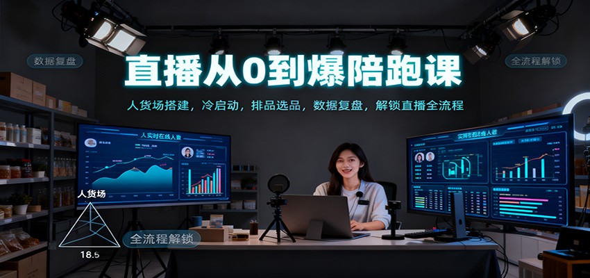 直播从0到爆陪跑课：人货场搭建，冷启动，排品选品，数据复盘，解锁直播全流程-优创项目网