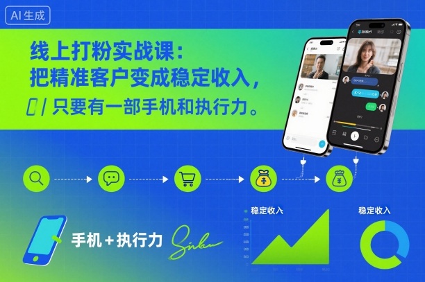 线上打粉实战课：把精准客户变成稳定收入，只要有一部手机和执行力-优创项目网
