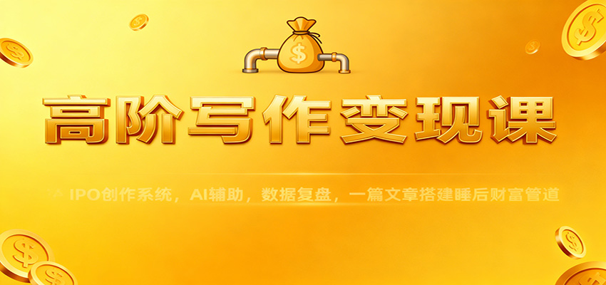 高阶写作变现课：IPO创作系统，AI辅助，数据复盘，一篇文章搭建睡后财富管道-优创项目网