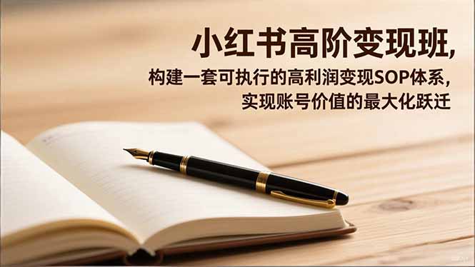 小红书高阶变现班，构建一套可执行的高利润变现SOP体系，实现账号价值的最大化跃迁-优创项目网
