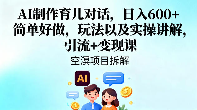 AI制作育儿对话，日入6张+，简单好做，玩法以及实操讲解，引流+变现课-优创项目网