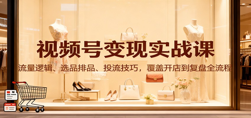 视频号变现实战课：流量逻辑、选品排品、投流技巧，覆盖开店到复盘全流程-优创项目网