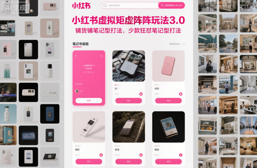 小红书虚拟矩阵玩法3.0，铺货铺笔记型打法，少款狂怼笔记型打法-优创项目网