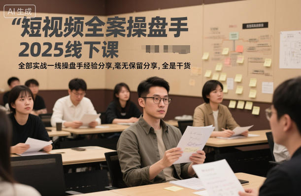 短视频全案操盘手2025线下课，全部实战一线操盘手经验分享，毫无保留分享，全是干货-优创项目网