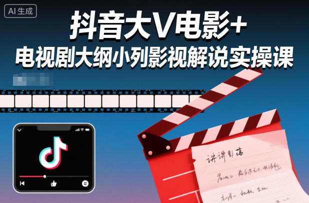 抖音大V电影+电视剧大纲小列影视剧解说实操课-优创项目网