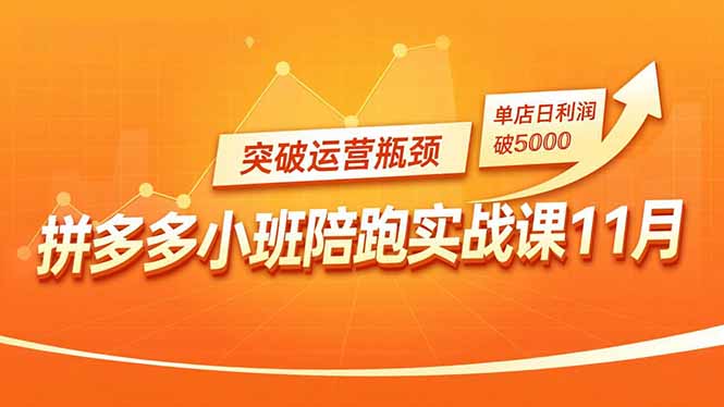 拼多多小班陪跑实战课11月，强付费矩阵、原价活动、暗券引流，突破运营瓶颈，单店日利润破5000-优创项目网