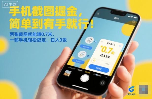 手机截图掘金，简单到有手就行！两张截图就能賺0.7米，一部手机轻松搞定，日入3张【揭秘】-优创项目网