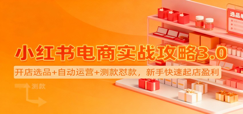 小红书电商实战攻略3.0：开店选品+自动运营+测款怼款，新手快速起店盈利-优创项目网