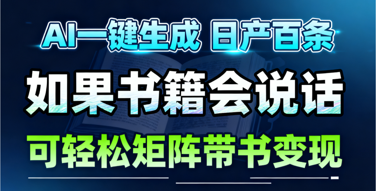 AI书籍会说话，轻松带书变现，月入3W+-优创项目网