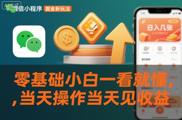 微信小程序掘金新玩法，日入几张，零基础小白一看就懂，当天操作当天见收益【揭秘】-优创项目网